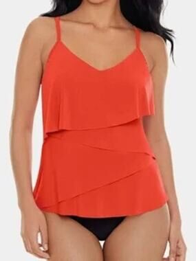 NWT Miraclesuit Magicsuit Tankini Top Swim Wireless Tank Chloe Orange Women 10